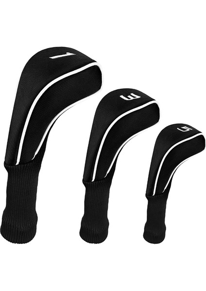 3 Adet Golf Kulübü Başkanı Sürücü Kapakları # 1 3 5 Woods Headcover Etiketleri Ile Uzun Boyun Siyah (Yurt Dışından) fiyatları