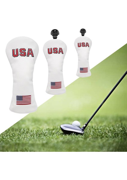 3 Adet Su Geçirmez Golf Ahşap Kafa Kapak Fairway Hibrid Kulübü Başörtüsü Kılıfı Beyaz (Yurt Dışından) indirimleri