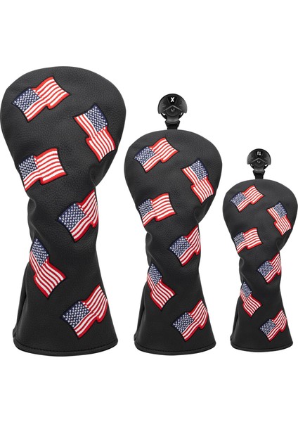 Golf Kulübü Headcovers Ile Set No. Etiketler Woods Woods Fairway Hybrids Siyah Için Su Geçirmez (Yurt Dışından)