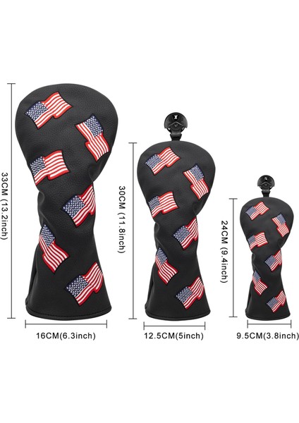 Golf Kulübü Headcovers Ile Set No. Etiketler Woods Woods Fairway Hybrids Siyah Için Su Geçirmez (Yurt Dışından) indirimleri