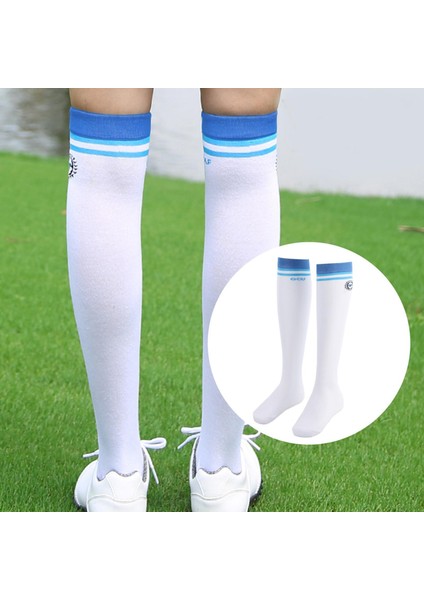 Kadın Golf Çorapları Aşırı Çekim Yüksek Çizgili Çoraplar Diz Golf Okulu Mavi (Yurt Dışından) indirimleri