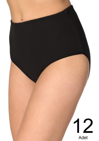 Kadın Ten 12'li Paket Pamuk Ribana Yüksek Bel Bato Külot