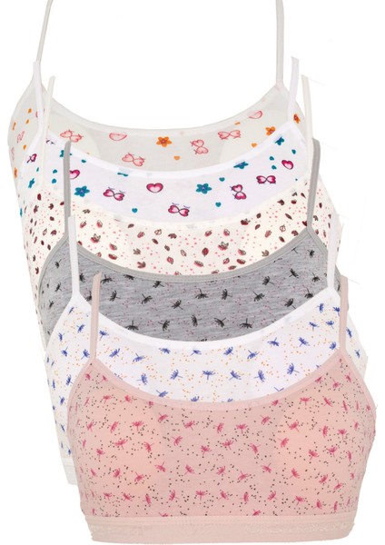 Genç Kız 6'lı Pedli Ip Askı Desenli Ilk Sütyen Büstiyer