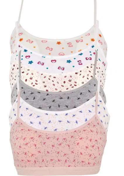 Genç Kız 6'lı Pedli Ip Askı Desenli Ilk Sütyen Büstiyer fırsatları