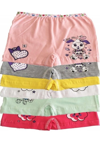 Kız Çocuk Renkli Likralı Pamuk Boxer Külot 6'lı fiyatları