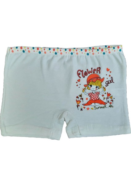 Kız Çocuk Renkli Likralı Pamuklu Boxer Külot 6lı modelleri