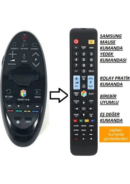 Ata Elektronik Samsung Smart Tv Tombul Air Mouse Yerine Tuşlu Model Düz Kumanda Tuşlu Model Kumanda BN59-01181B BN59-01182B - 1078