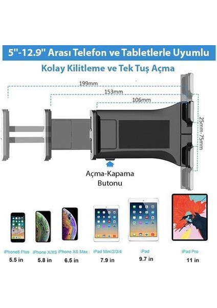 Polham 5 ve 12 Inch Arası Tabletler Ile Uyumlu Masa Üstü Tablet Standı, Masa Üstü Tablet Tutucu