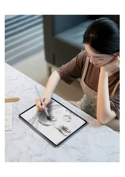 iPad Pro 12.9 Inch 2021 Paper Like Ekran Koruyucu Film Darbe Emici Pet, Mat Ekran Koruyucu