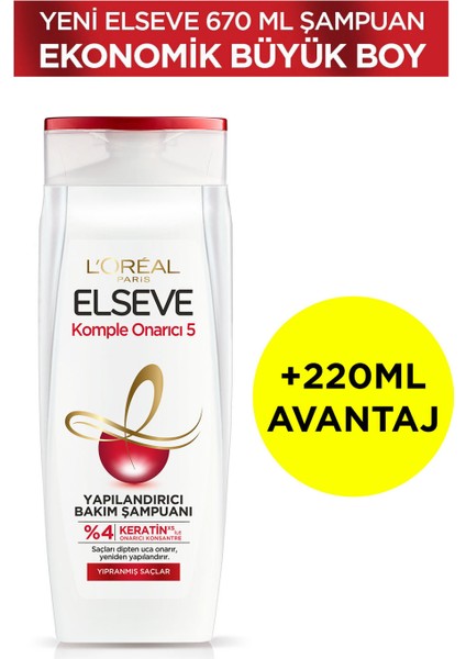 L'Oréal Paris Elseve Komple Onarıcı 5 Yapılandırıcı Bakım Şampuanı 670 ml