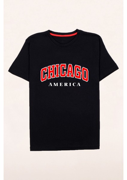 Unisex Chicago America Baskılı Tshirt fırsatları