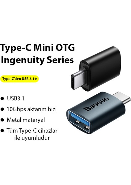 Type-C To USB 3.1 Dönüştürücü Adaptör Mini Otg Ingenuity Series