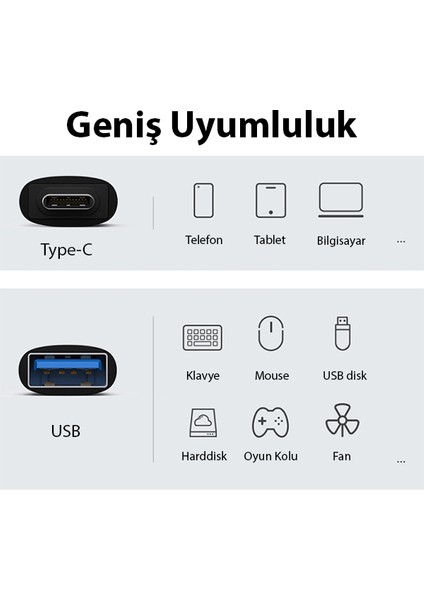 Type-C To USB 3.1 Dönüştürücü Adaptör Mini Otg Ingenuity Series