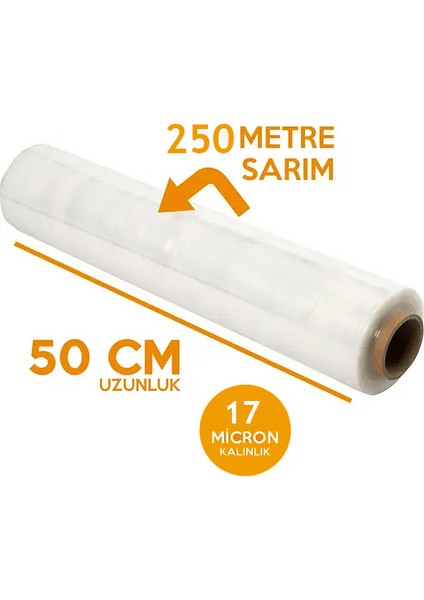 Palet Streç Film 17 Mikron 50 cm 250 M Palet Streç 1.kalite