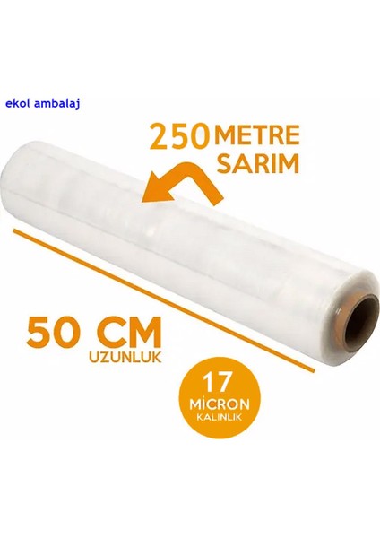 Palet Streç Film 17 Mikron 50 cm 250 M Palet Streç 1.kalite