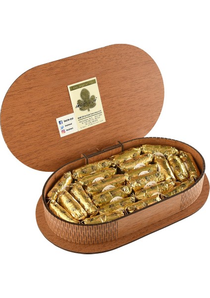Sade Çukulat Kuru Incir 450 gr Oval Ahşap Kutu