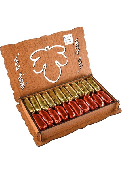 Karışık Çukulat Kuru Incir 500 gr Ahşap Kutu