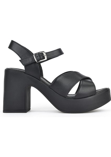 Kadın Deri Topuklu Sandalet 121992 28000 Siyah