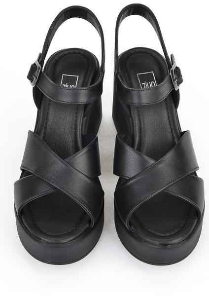 Kadın Deri Topuklu Sandalet 121992 28000 Siyah fırsatları