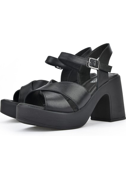 Kadın Deri Topuklu Sandalet 121992 28000 Siyah indirimleri