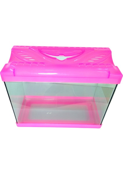 Pembe Renkli Kapaklı Akvaryum 35 cm