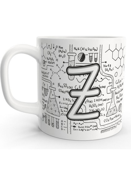 Z Harfi Kimya Formül Fen Bilgisi Tasarım Harfli Kupa Bardak
