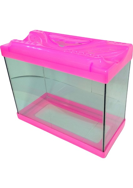 Pembe Renkli Kapaklı Akvaryum 35 cm