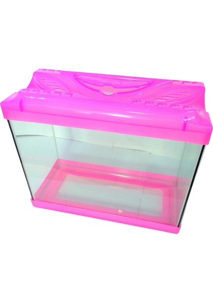 Pembe Renkli Kapaklı Akvaryum 35 cm