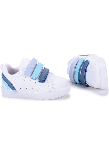 Sun Kız/erkek Çocuk Işıklı Beyaz Mavi Sneaker Bebe Patik Filet Günlük Spor Ayakkabı 220.P21Y.212