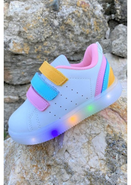 Sun Kız / Erkek Çocuk Işıklı Beyaz Pembe Sneaker Bebe Patik Filet Spor Ayakkabı 220.P21Y.212 fiyatları