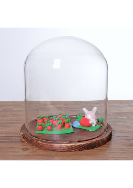 F Fityle Cam Kapak Çiçek Kek LED Işık Ekran Dome Cloche Ekran Tutucu_ Brown G (Yurt Dışından) modelleri