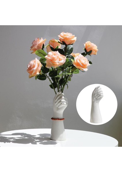 F Fityle El Şekli Seramik Vazo Yapay Çiçekler Pot 23.5 cm Masa Dekorasyon Ev (Yurt Dışından)