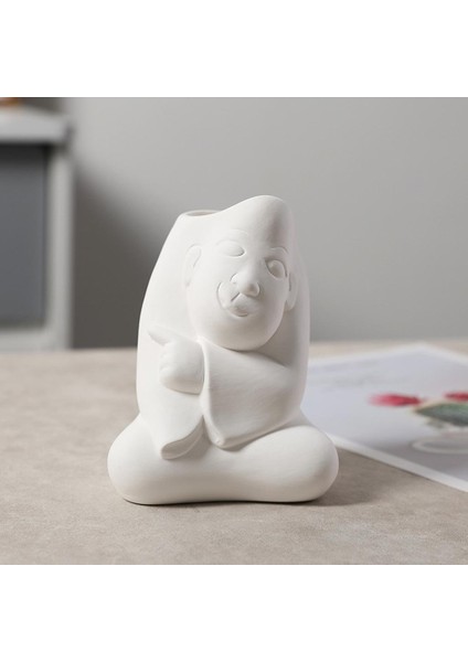 F Fityle Sevimli Modern Kedi Şekli Seramik Çiçek Vazo Ekici Pot Heykel Ev Dekor 9.3X11.8 cm (Yurt Dışından)