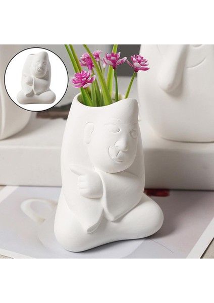 F Fityle Sevimli Modern Kedi Şekli Seramik Çiçek Vazo Ekici Pot Heykel Ev Dekor 9.3X11.8 cm (Yurt Dışından)