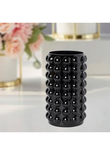 F Fityle Cam Çiçek Vazo Masaüstü Ekici Tutucu Konteyner Ev Dekoratif Süsler Siyah 13X27.5 cm (Yurt Dışından)