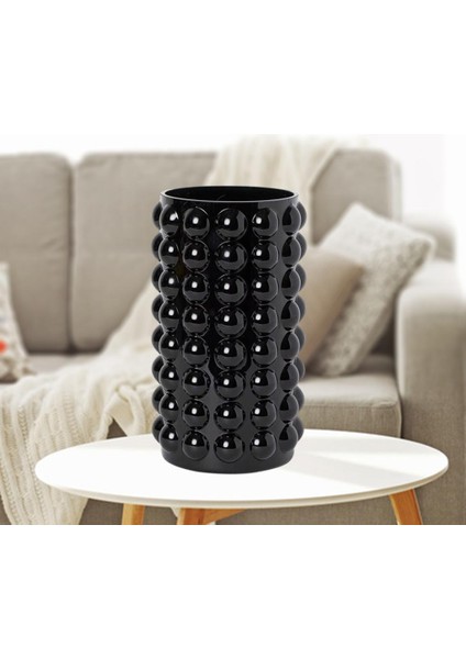 F Fityle Cam Çiçek Vazo Masaüstü Ekici Tutucu Konteyner Ev Dekoratif Süsler Siyah 13X27.5 cm (Yurt Dışından)