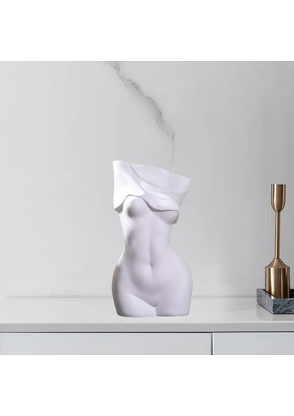F Fityle Modern Kadın Vücut Vazo Saksı Sanat Dekoratif Heykeli Oturma Odası Masaüstü Beyaz L (Yurt Dışından)