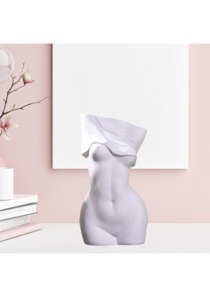 F Fityle Modern Kadın Vücut Vazo Saksı Sanat Dekoratif Heykeli Oturma Odası Masaüstü Beyaz L (Yurt Dışından)