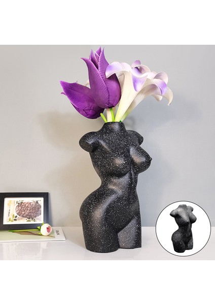 F Fityle Yetenekleri Pot Vücut Çiçek Vazo Tutucu Centerpieces Heykel Ev Dekorasyon Siyah 19X15X30.5 cm (Yurt Dışından)