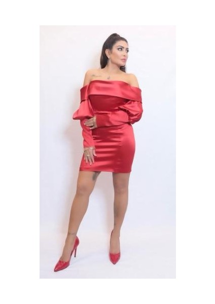 Strablez Saten Mini Elbise