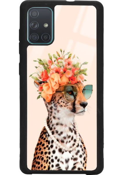 Samsung A71 Influencer Leopar Kedi Tasarımlı Glossy Telefon Kılıfı