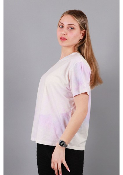 Batik Oversize Pembe Kadın T-Shirt Tişört