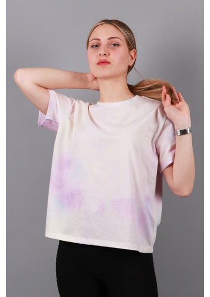 Batik Oversize Pembe Kadın T-Shirt Tişört