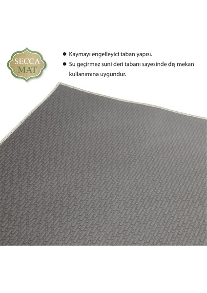 Seccamat Seccade Kadife Dokulu 65 x 120 cm. Baskı Desenli Diz Ağrıtmayan Suni Deri Tabanlı