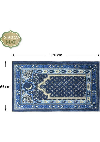 Seccamat Seccade Kadife Dokulu 65 x 120 cm. Baskı Desenli Diz Ağrıtmayan Suni Deri Tabanlı