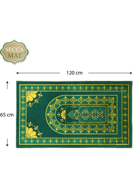 Seccamat Seccade Kadife Dokulu 65 x 120 cm. Baskı Desenli Diz Ağrıtmayan Suni Deri Tabanlı