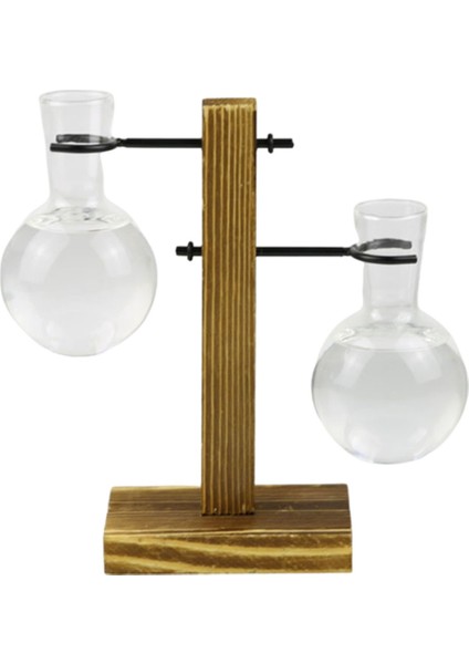Ahşap Standı Cam Bitki Teraryum Konteyner Hidroponik Pot Vazo Masa Dekor 10X7.5X19CM (Yurt Dışından)