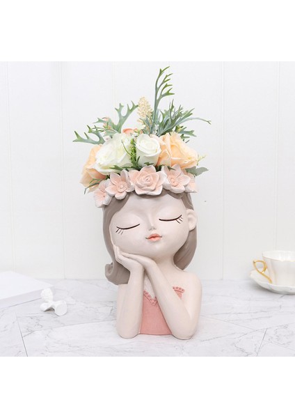 Sevimli Kız Etli Tencere Kaktüs Bitki Vazo Drenaj Delik Ofis Dekor ile 17.5X17.5X27 cm (Yurt Dışından) modelleri