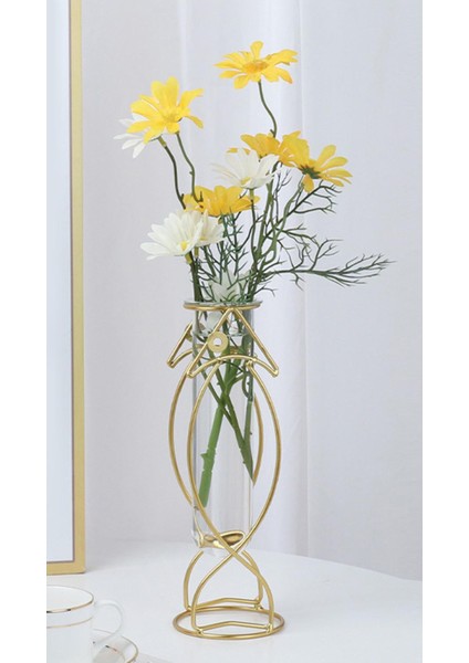 Nordic Altınfish Cam Çiçek Vazo Masa Kurutulmuş Bitki Raf Ev Dekor Için Standı Altın Hydroponic Çiçek Vazo - 22X8.5 cm (Yurt Dışından) modelleri