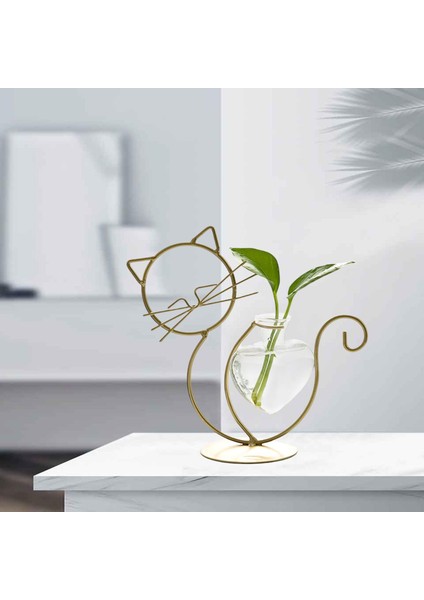 Hidroponik Bitki Vazolar Kedi Şekilli Modern Bonsai Dekor Masaüstü Ekici Hediyeler Altın Oturma (Yurt Dışından) fırsatları